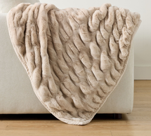 Online Designer Combined Living/Dining Faux Fur Ruched Throw