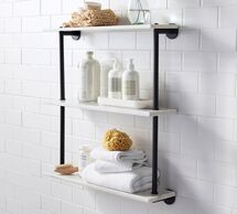 Online Designer Bathroom Linden Handcrafted Triple Marble Shelf