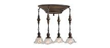 Online Designer Bedroom Vintage Colonial Revival 4-Light Chandelier With Stamped Brass Cluster