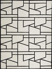Online Designer Combined Living/Dining Zig Zag Ivory/Black Area Rug