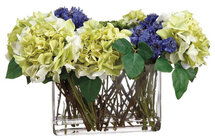 Online Designer Combined Living/Dining 21" Cornflower & Hydrangea Arrangement, Faux