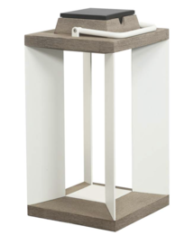Online Designer Bedroom Blade 18 1/2"H White Weathered Teak Wood LED Solar Lantern