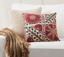 Online Designer Combined Living/Dining Suzani Camel Pillow Cover/Throw Set