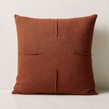 Online Designer Combined Living/Dining Tuck Brown Linen Throw Pillow