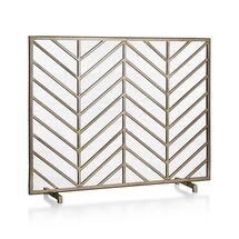 Online Designer Combined Living/Dining Chevron Brass Fireplace Screen