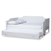 Online Designer Bedroom BAXTON STUDIO ALYA CLASSIC TRADITIONAL FARMHOUSE WHITE FINISHED WOOD FULL SIZE DAYBED WITH ROLL-OUT TRUNDLE BED