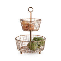 Online Designer Kitchen Bendt 2-Tier Copper Fruit Basket