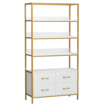 Online Designer Bedroom Dunkley 71"H Wood Standard Storage Bookcase, White & Gold/ Black & Gold