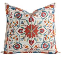 Online Designer Bedroom Hand Embroidered Uzbek Suzani Pillow