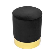 Online Designer Living Room Vickey 15'' Wide Velvet Round Storage Ottoman with Storage
