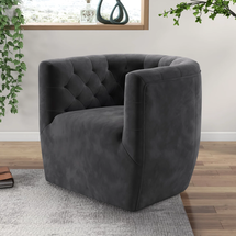 Online Designer Other Quinton Mid Century Modern Style Velvet Tufted Swivel Velvet Chair