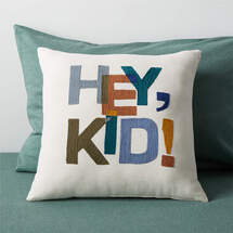 Online Designer Bedroom "Hey, Kid!" Embroidered Kids Throw Pillow