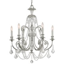 Online Designer Combined Living/Dining Crystorama Regis Collection 6-light Olde Silver Chandelier