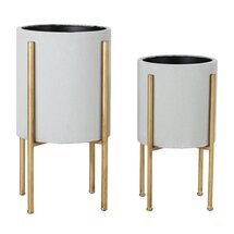 Online Designer Living Room Manhasset 2-Piece Iron Pot Planter Set  