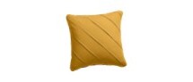 Online Designer Combined Living/Dining Theta Mustard Linen Pillow with Feather-Down Insert 20"