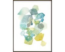 Online Designer Combined Living/Dining Hexagon with Dots in Blue  Limited Edition Art  by Yao Cheng Design