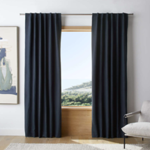 Online Designer Bedroom Indigo Blue European Flax ™-Certified Linen Blackout Window Curtain Panel 52"x96"