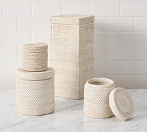 Online Designer Combined Living/Dining Whitewash Tava Handcrafted Rattan Tissue Cover