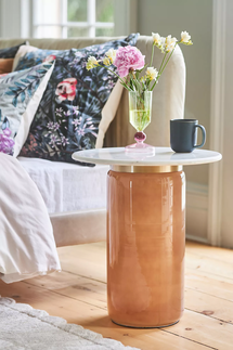 Online Designer Bedroom Infinity Marble-Top Glass Side Table