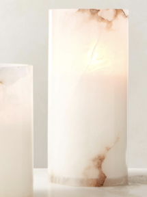 Online Designer Kitchen Poe White Alabaster Pillar Candle Holder 10"