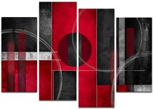 Online Designer Home/Small Office Wieco Art Large 4 Piece Red and Black