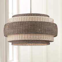 Online Designer Bathroom Montauck Bay 25 1/4"W Nickel w/ Rattan 5-Light Pendant Light