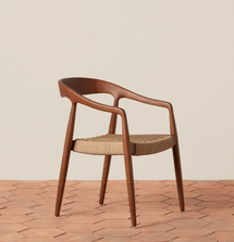 Online Designer Combined Living/Dining Ingrid Woven Arm Chair in Walnut