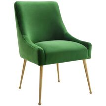 Online Designer Home Office Beatrix Side Chair, Green/Brushed Gold Base