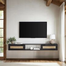 Online Designer Combined Living/Dining Petoskey Floating Wall Mounted TV Stand with 2-Dropdown Doors