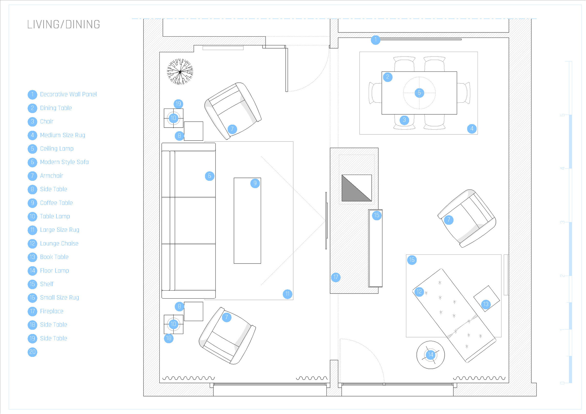 Online Designer Combined Living/Dining Floorplan