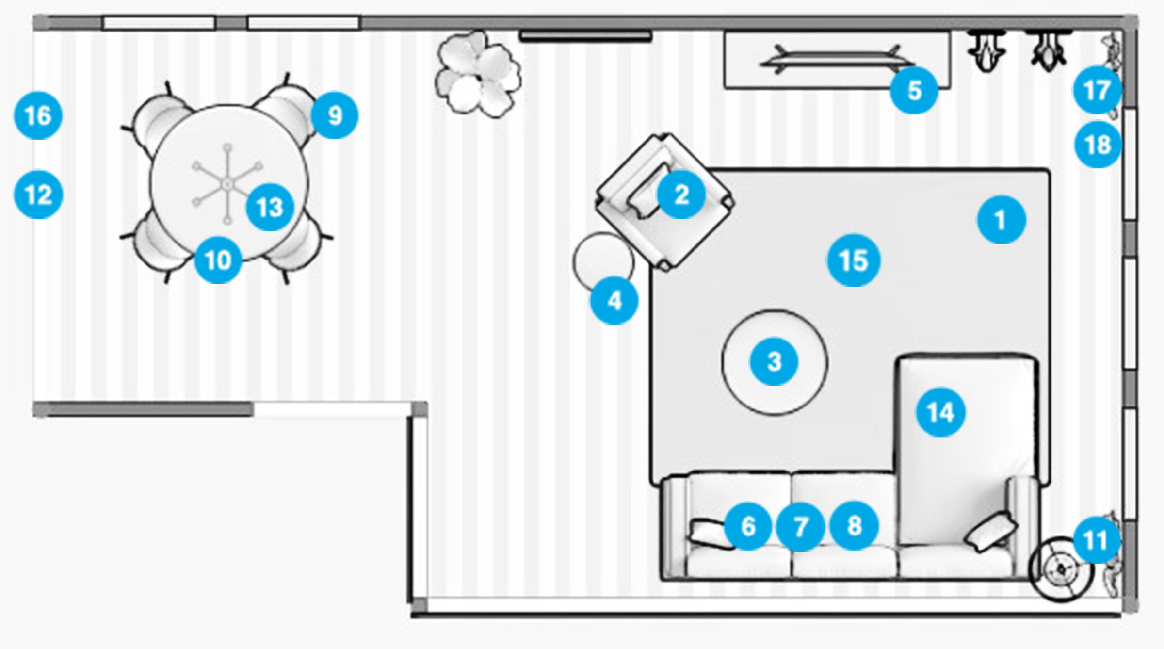 Online Designer Combined Living/Dining Floorplan