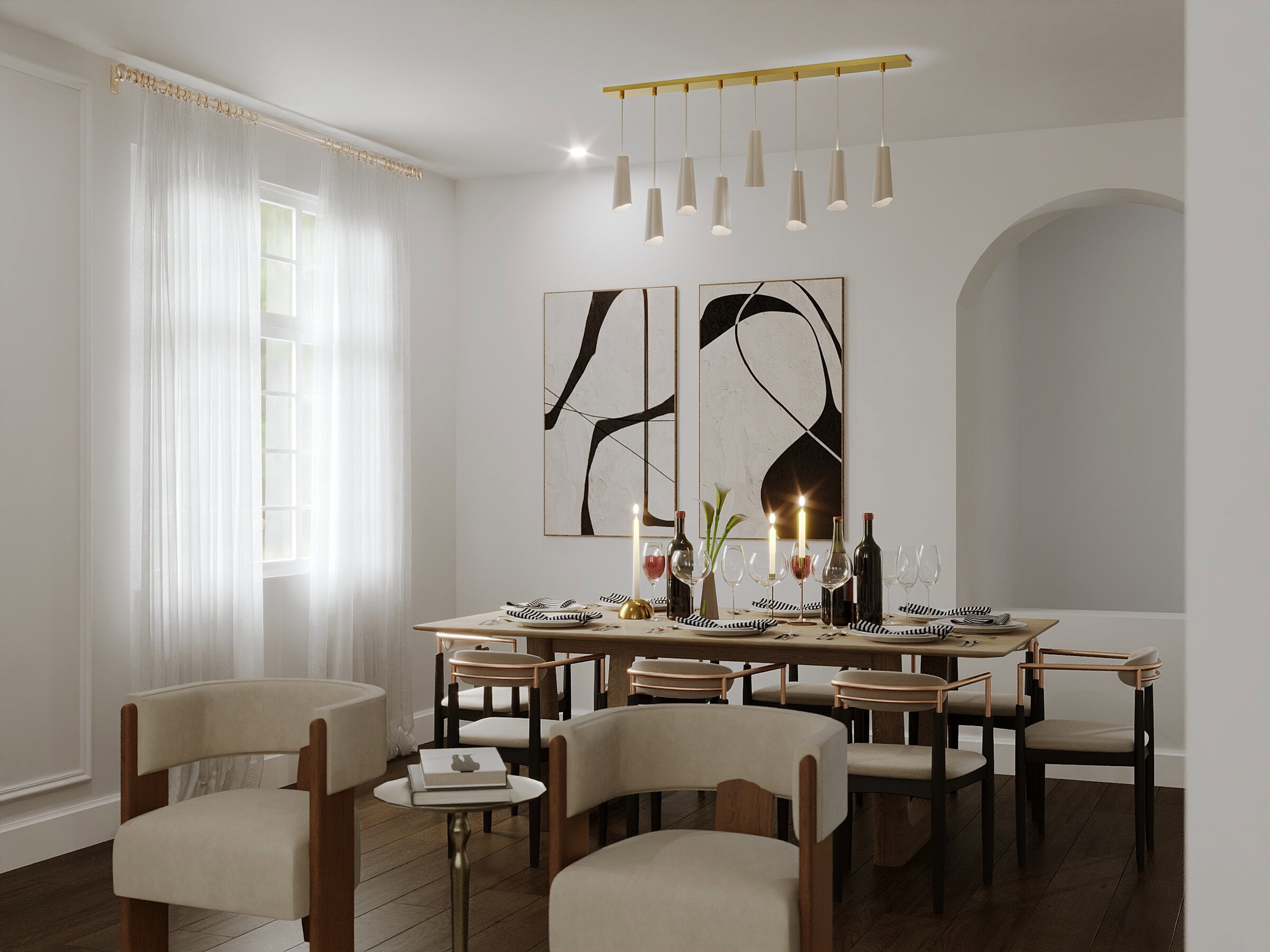 Miniatura de Renderizado de Diseño de Interior de Hogar Contemporáneo Elegante