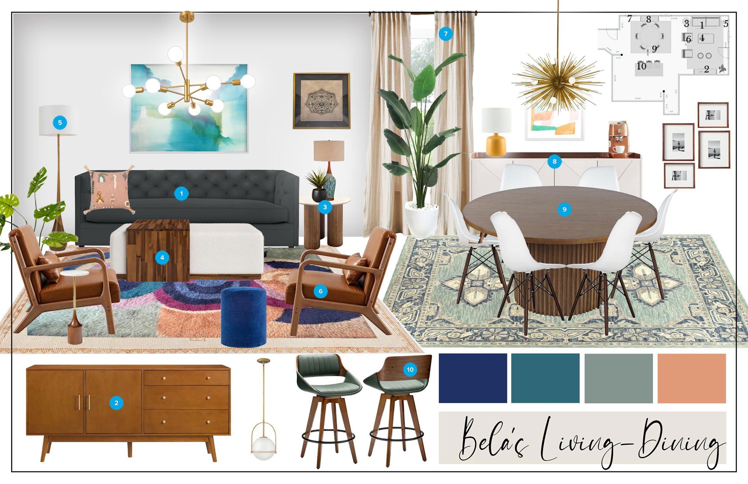 Modern Elegant Combined Living & Dining Design Casey H. Moodboard 2 thumb