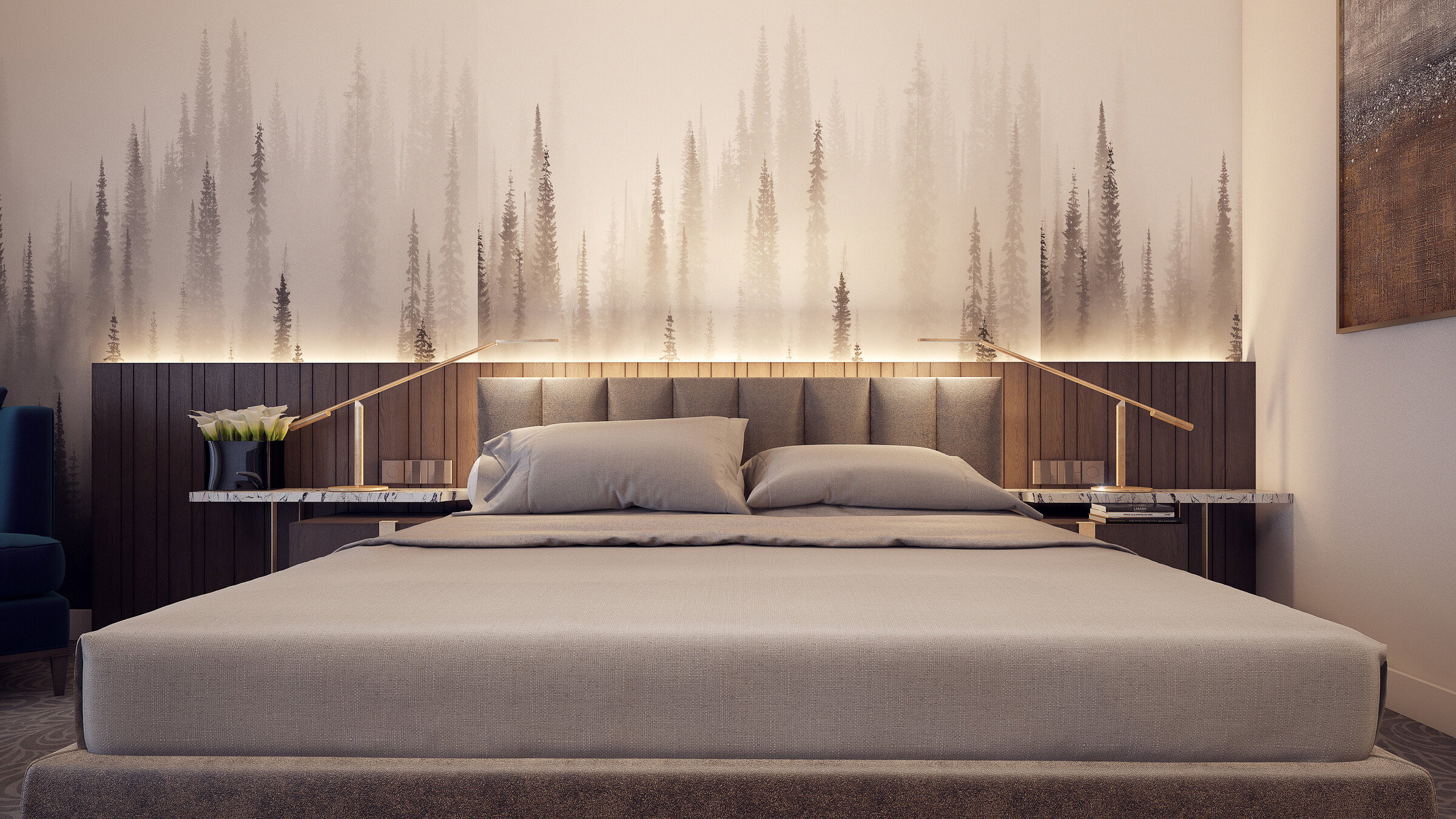 Renderizado de Dormitorio & Baño de Hotel Boutique thumb