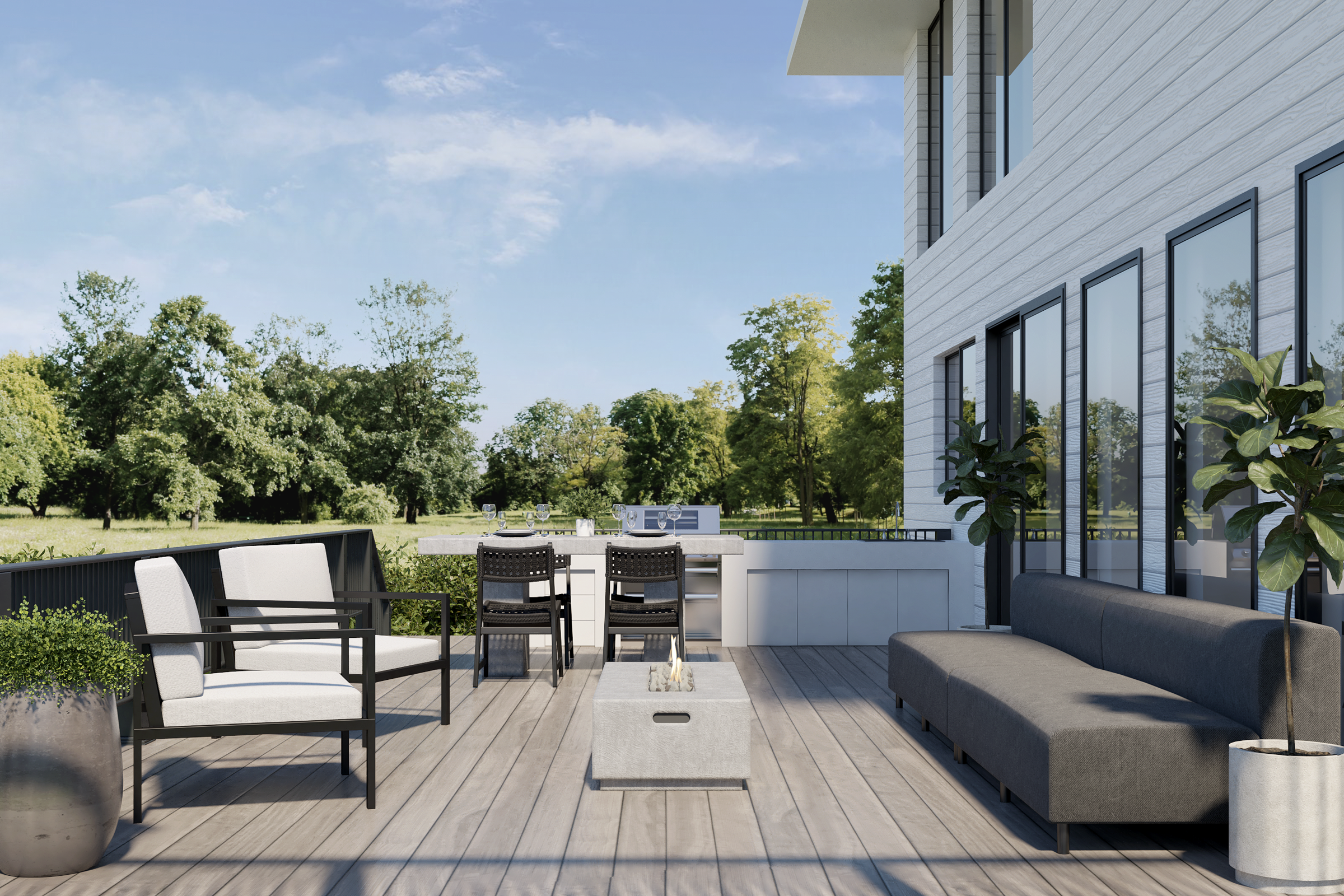 Renderizado de Diseño de Interiores Modernos y Elegantes