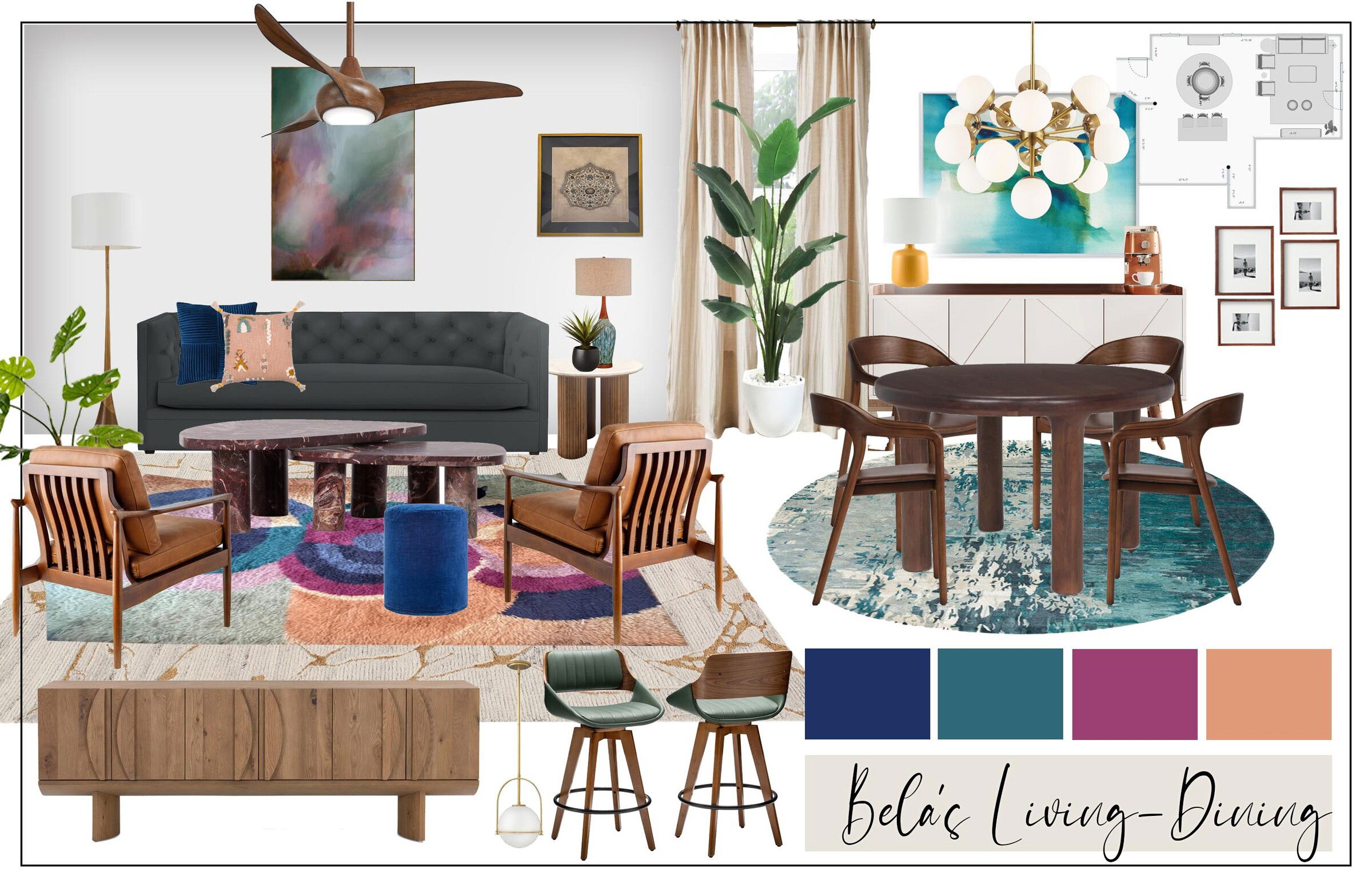Online Designer Combined Living/Dining Interior Design Ideas