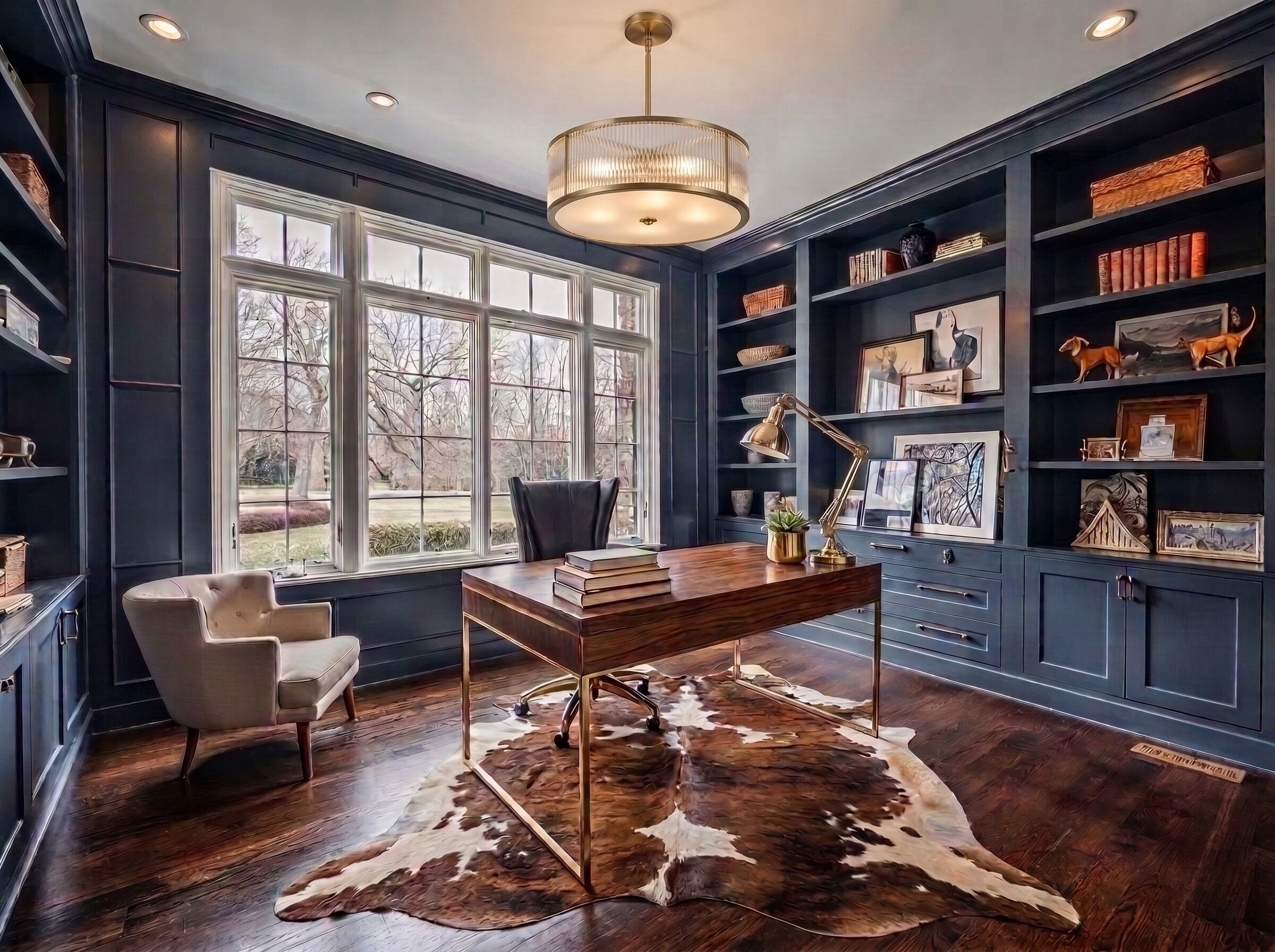 Classy Transitional Home Office Design