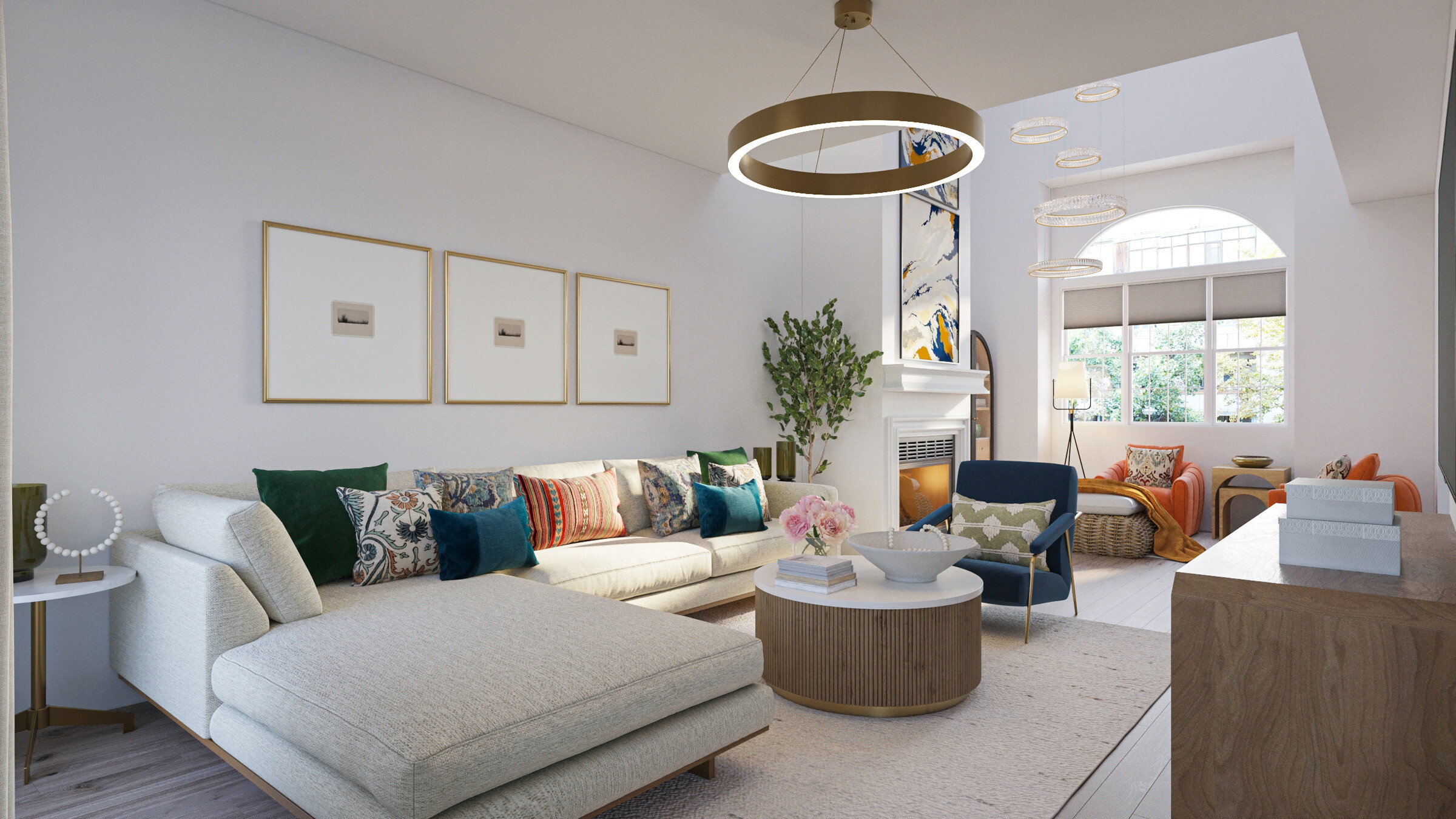 Family Room with Nook Interior Design Rendering thumb