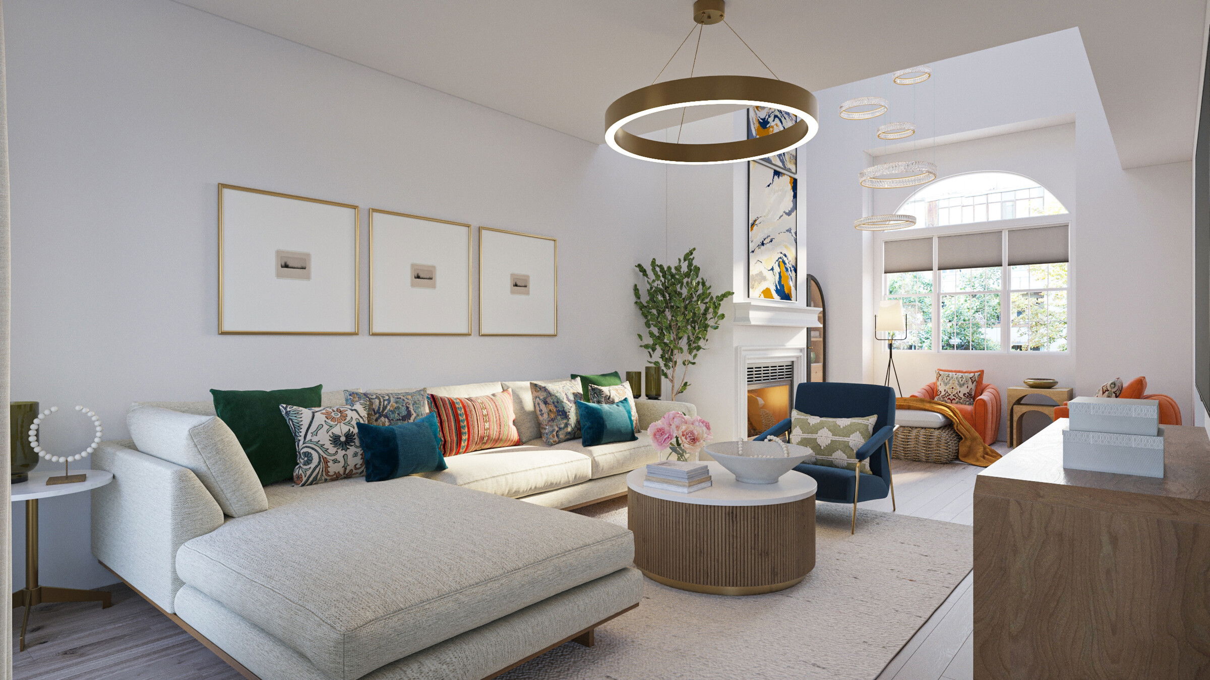 Family Room with Nook Interior Design Rendering thumb