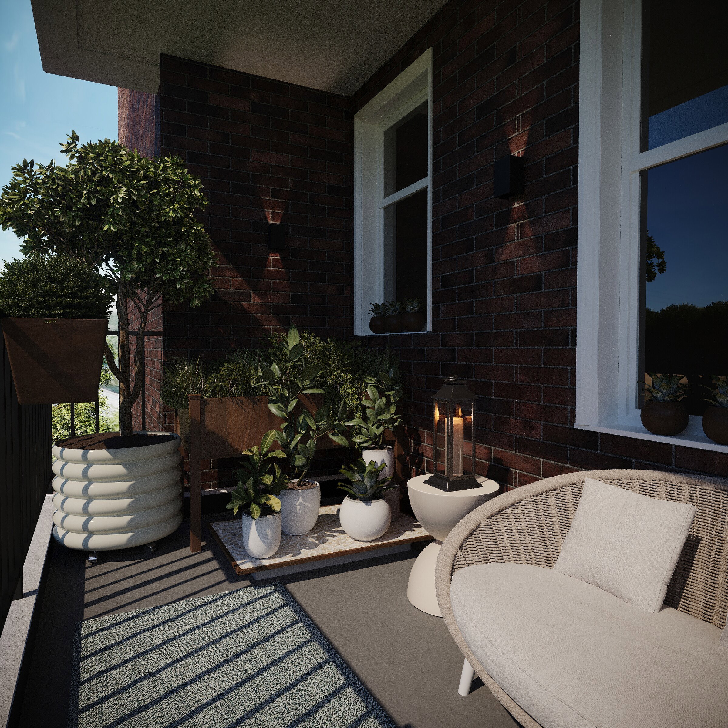 Renderización de la renovación de apartamento de minimalismo sereno