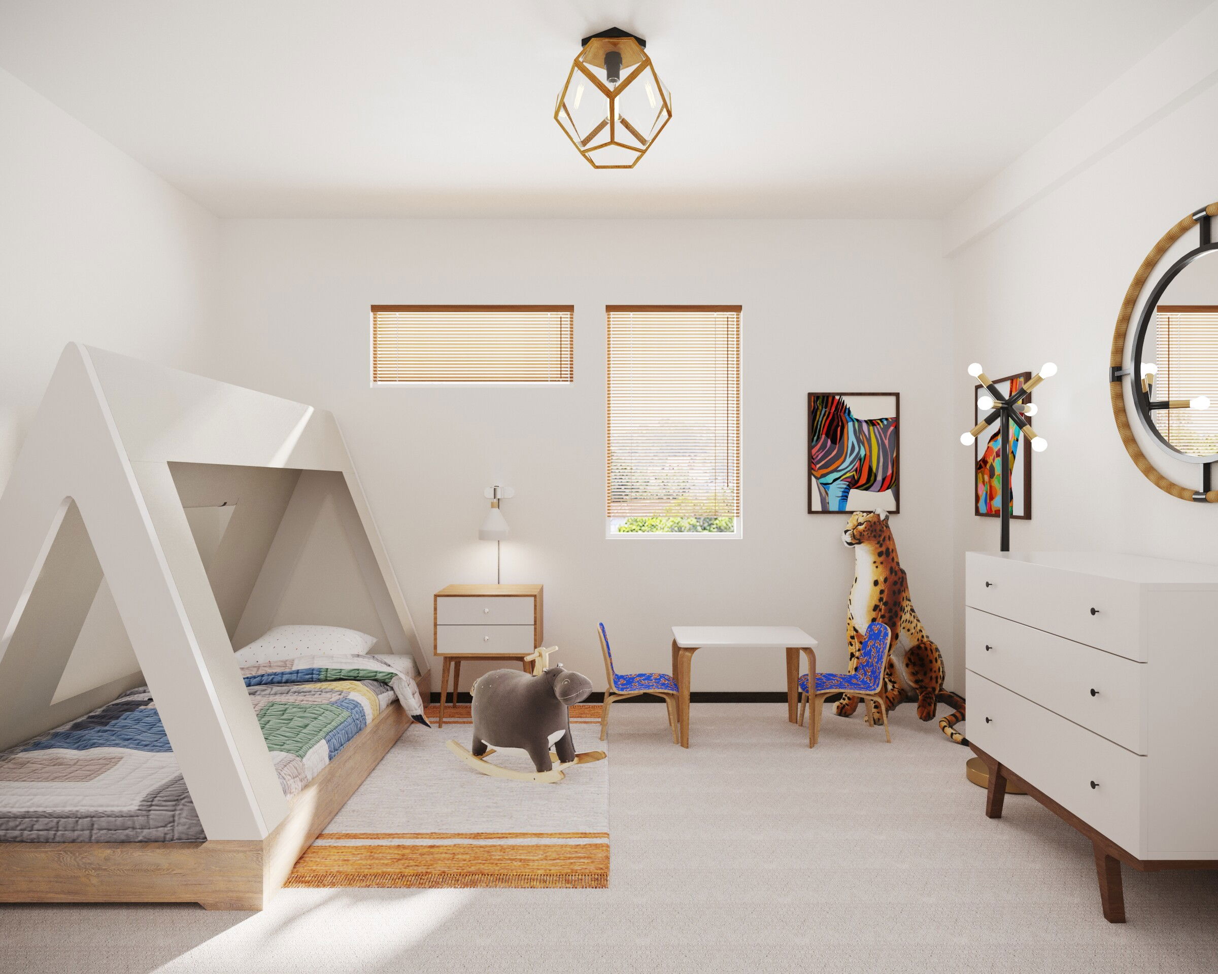 Jungle Animals Theme Room Design For Kids Rendering thumb