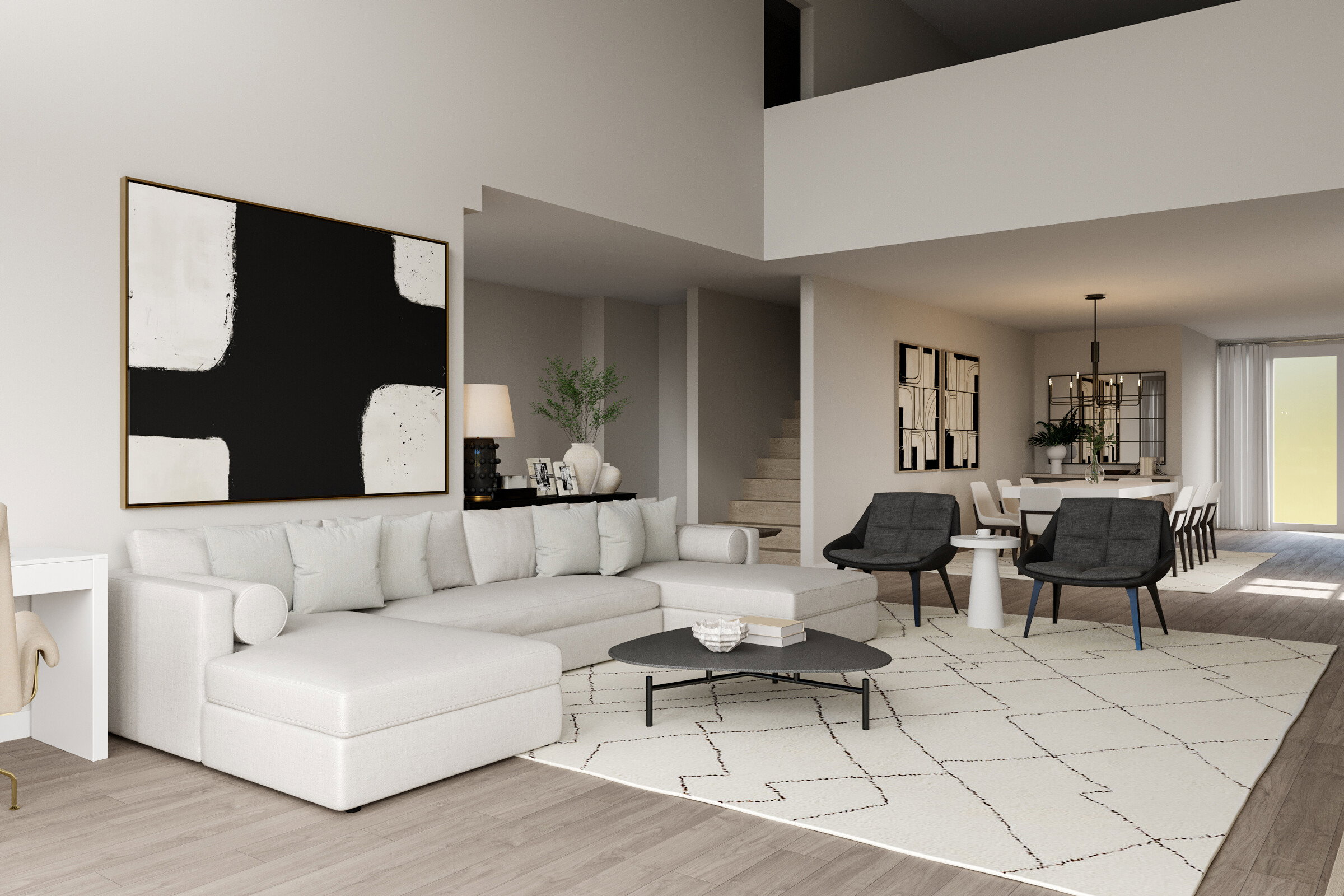 Diseño Interior Minimalista Contemporáneo con Arte Abstracto  Thumbnail