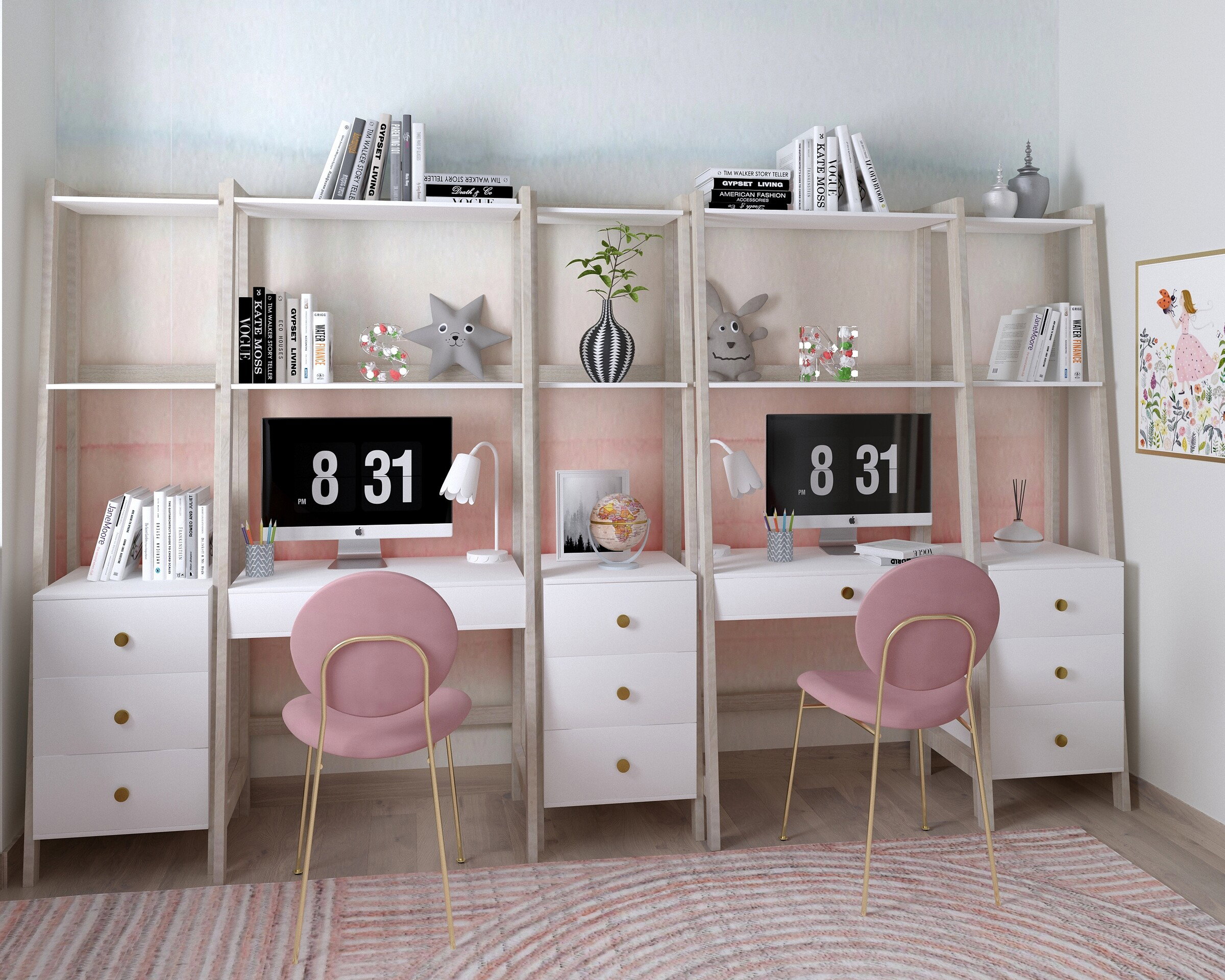 Renderizado del Diseño de Dormitorios Funcionales Modernos
