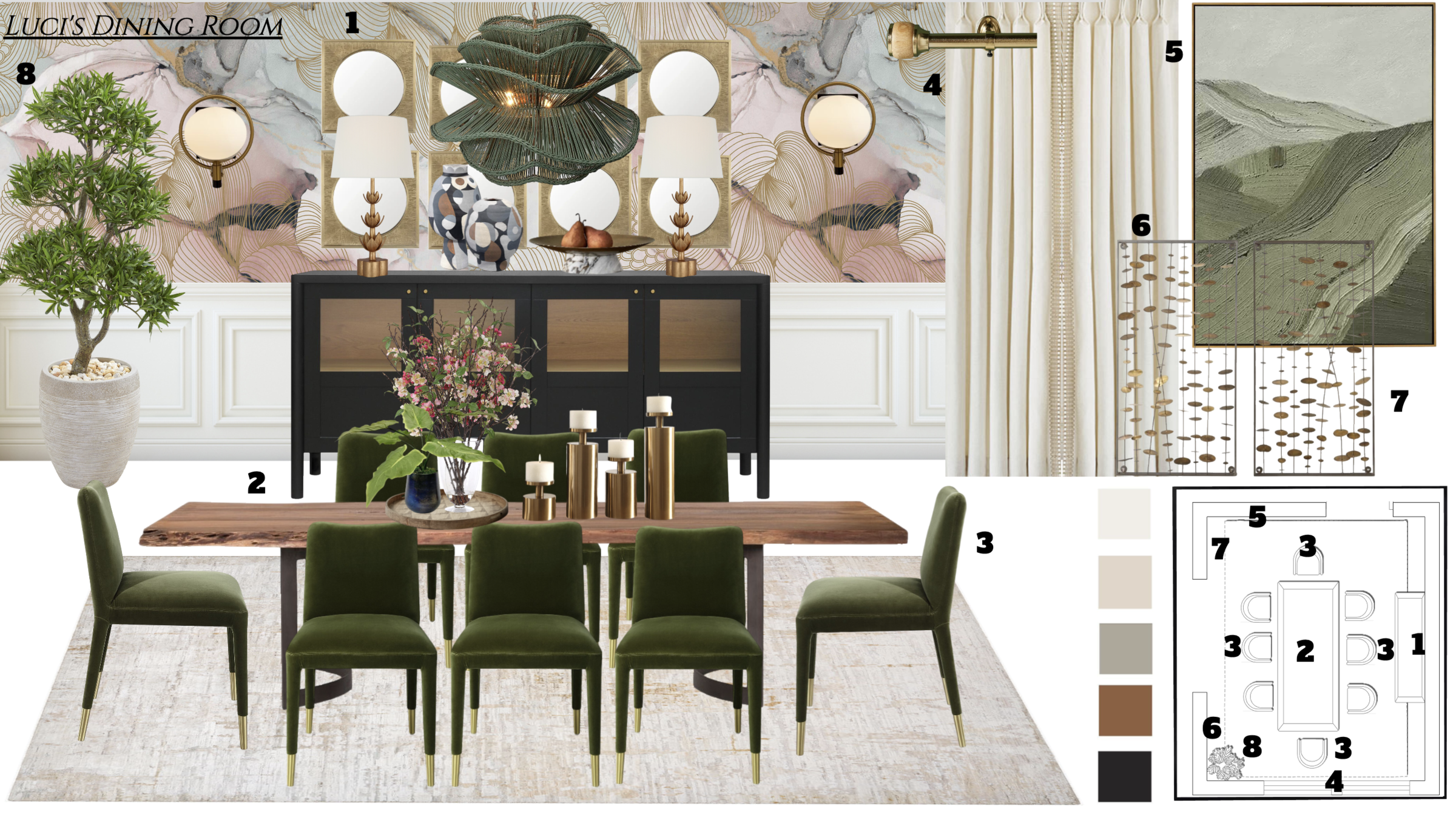 Luxe Contemporary Dining Room Transformation Kamila A. Moodboard 2 thumb
