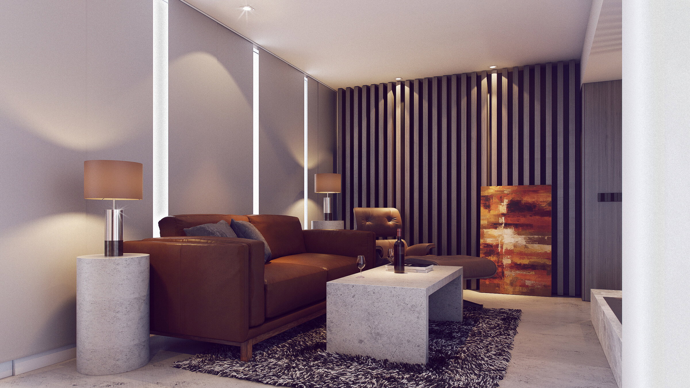 Representación de renovación de dúplex contemporáneo elegante