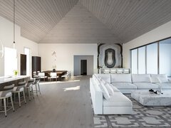Luxury All White Modern Interior Design Rendering thumb