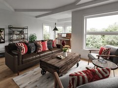 Modern Rustic Living Room & Patio Design Rendering thumb