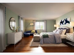 Glam Bedroom with Light Green Walls Rendering thumb