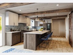 Blue Accents Rustic Kitchen Remodel Rendering thumb