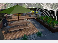Contemporary Outdoor Dining And Lounge Design Rendering thumb